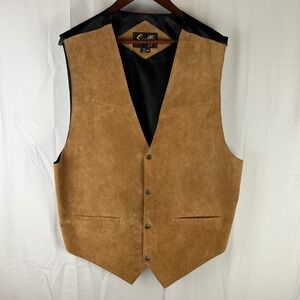 Scully Suede Leather Vest Mens XXL Brown Western Snap Front Style 504